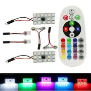 2x T10 Festoon 15SMD RGB LED Car Dome Reading Light Lamp Bulb+ Remote Control