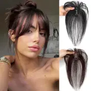 Thick/Thin 100% Remy Human Hair Fringe Clip In Top Topper Air Bangs Extensions F