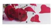 3Pcs Wall Clock three piece set Glass Density Board with Red Rose 105cmx45cm