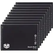 Spirax P534 Sketch Book Spiral Bound Side Open 40 Page A4 Black Pack 10