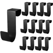 12 Pcs Over The Cabinet Door Hooks, Black Stainless Steel Hanger Hook Organiz...