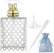 100ml (3.4 oz) Premium Thick Glass Refillable Perfume Bottle Gold Sprayer – Includes Funnel, 3ml Dropper & Luxury Gift Bag – Travel-Friendly Atomizer for Fragrance, Essential Oils & Makeup