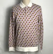 Obey Men's LS Polo Capri Jacquard Unbleached/Multi Size M NWT