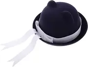 [BESPORTBLE] Fashionable Cat Ear Beret Bow School Hat Plaid Ribbon Beret for Women's Outfits Dark Blue