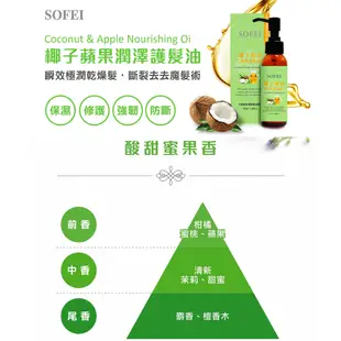 SOFEI 舒妃 椰子蘋果潤澤／玫瑰果晶亮／摩洛哥堅果 護髮油(100ml)【小三美日】D012417