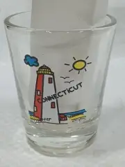 Connecticut Souvenir shot glass light house day sun clouds