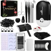 325 PCS Lash Extension Kit - Professional Supplies with Lash Clusters, Fan, Extension Glue, Remover, Tweezers - Beginner Friendly (Black)