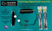 Outrigger Rigging Kit - 2 Line Set 50 Ft Lines+ Hal-Lock Locking Pulleys & Clips