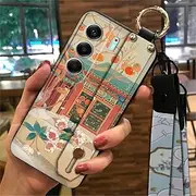 Phone Case Compatible with Tecno Camon40 4G/CM5, Durable Silicone Fashion Design Anti-dust Chinese Style Shockproof Lanyard Phone Holder Ring