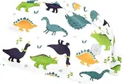 [FVQL] Set of 2 Scrub Caps Women Nurse Hats Surgical Cap, Dinosaur Pattern Cartoon