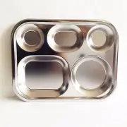 11.8" x 1 Stainless Steel Food lunch Plate Safe, Clean brown bag Plate 5 spaces