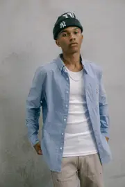 [CARRE] Carre Team Paris Long Sleeve Button Up Shirt Light Blue - Size S S Light Blue