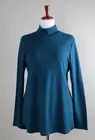 CHICO'S NWT $79 Mock Neck Zip Back Teal Tunic Top Size 2 US 12 / 14 / Large