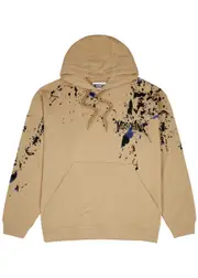 Moschino Paint-splatter Hooded Cotton Sweatshirt - Camel - 52 (IT52 / XL) 52 (IT52 / XL)