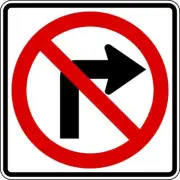 Lyle R3-1-24Ha No Right Turn Traffic Sign, 24 In H, 24 In W, Aluminum, Square,