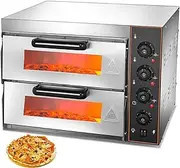 Double-layer Electric Pizza Oven, 3000w Commercial Pizza Oven,16" Pizza Stone and Timer, Multipurpose Toaster Bake Broiler with 40L Capacity, for Restaurant Home Use