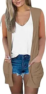 [Generic] Vintage Cardigan Plus Size, Spring Jackets Beige Insulated Jackets for Women Cardigans Plus Size Orange Puffer Coat Womens Cropped Ladies Sleeveless Black Blazer Coats