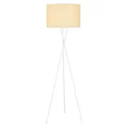 Denise Contemporary Standing Floor Lamp Light Metal Fabric White Matt Wheat