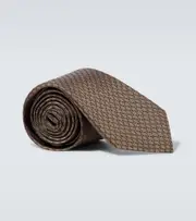 [Gucci] Gucci GG silk jacquard tie One Size brown