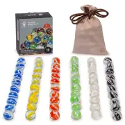 60 Pieces Translucent Chinese Checkers Glass Marbles with Petal Design - 16mm