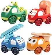 4pcs Cartoon Car Interactive Pull Back Car Birthday Party Supplies Supply Party Favors Pull Back Vehicles Plastic
