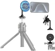 Magnetic Phone Tripod Mount Adapter with Arca Base & 1/4" Screw Hole Compatible with MagSafe, 60° Tilt iPhone Tripod Holder for iPhone 16 15 14 13 12 Pro Max Plus, Selfie Stick Tripod Arca Ball Head