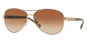 New BURBERRY Light Gold Brown Gradient Pilot Metal Sunglasses BE 3080 114513