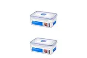 2x Locknlock 2.3L Airtight Classic Rectangle Food Storage Container Tall Clear
