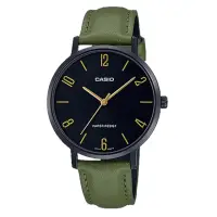 在飛比找momo購物網優惠-【CASIO 卡西歐】CASIO 簡約指針女錶 皮革錶帶 黑