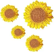 [Uonlytech] 4Pcs Flower Design Appliques for Clothing Repair Decorative Sunflower Patches for Shirts Jeans and Bags Easy to Use Embroidery Patches for DIY Crafts