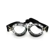 Clear Lens Chrome Frame Black Strap Motorcycle Bike Cruiser Scooter Goggles