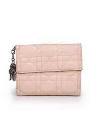 Pink Patent Metallic Lady Dior Cannage Wallet