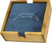 The Memory Company | Licensed NFL 4-Pack Team Logo Slate Coaster Set with Wooden Holder,Los Angeles Chargers