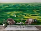 3D Countryside Tree Grass Green Self-adhesive Removeable Wallpaper Wall Mural