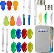 Domthent Needle Threaders for Hand Sewing,28PCS Needle Threader Set Include Seam Ripper, Thimble, Gourd-Shaped Threader, Elastic Band Threader, Thumb-Shaped Threader, Fish Needle Threader etc