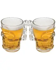 Circleware Set Of 2 17.62oz Skull Glass Mugs
