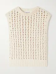 [FRAME] FRAME - Crocheted Cotton Vest - Cream - large large Cream