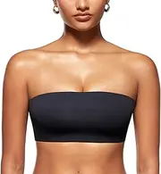 [INLYRIC] Women's Bandeau Bra Strapless Bralettes Tube Top with Slip Silicone Seamless Comfortable Stretchy Non Padded Bras Top