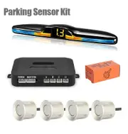 LED Parking Sensor System Backlight Parktronic Monitor Display Kit Backup Detector Assistant 4 Probes Champagne Gold