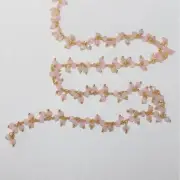 Pink Chalcedony Rosary Chain, 24K Gold, 3mm Beads, Faceted Rondelle, Gemstone