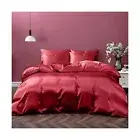 100% Pure Silk Satin Duvet with Fitted Sheet Set 4pcs, Silk Satin Fitted Shee...