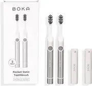 Boka Sonic Electric Toothbrush for Adults 2 pk - 24000 VPM w/Standard & Sensitive Modes - Waterproof & Up to 120 Battery Life w/Travel Cover & Mirror Mount - Automatic Smart Timer, Non-Slip Handle