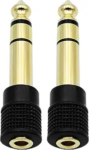 Audio Adapter 6.35mm (1/4 inch) Male to 3.5mm (1/8 inch) Female Stereo Headphone Connector Gold Plated, 2 Pack