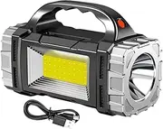 1200mah Solar Rechargeable Spotlight Flashlight, Waterproof Emergencies Hand Crank Torch, Portable Lightweight Survival Lights for Indoor Outdoor Camping Hiking