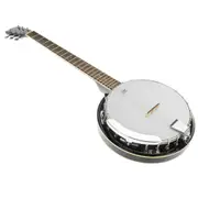Karrera 6 String Bluegrass Resonator Banjo Guitar Gloss Black Bag