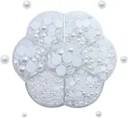[BEZANU] Half Pearls Beads, 1620pcs White Flatback Pearl for DIY Craft Making, Nail Art, Jewelry Making (3/5/6/8/10mm)