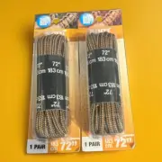 72” Boot Laces Dark Brown Round Lot Of 2 Pair By Shoe Gear Brand New Sealed Work
