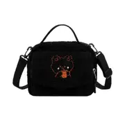 Autumn Winter All-match Leisure Handbag Shoulder Bag Lambswool Cute Bear Milk Tea Embroidery Student Messenger bags for women