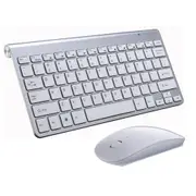 2.4G Wireless Keyboard Mouse Set Mini Multimedia Keyboard Mouse Combo Set For Notebook Laptop Mac Desktop Pc Silver Gray