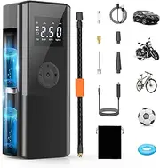 Mini Portable Air Compressor 150 PSI 6000 mAh Rechargeable Electric Air Pump Tire Inflator with Digital Display LED Light USB Charging for Car Motorcycle Ball Outdoor